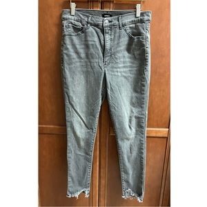 EXPRESS SZ12R Grey Distressed Ankle Skinny High Rise Hyper Stretch Jean